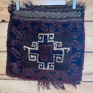 Antique Brown and Red Woven Textile 18”x17”